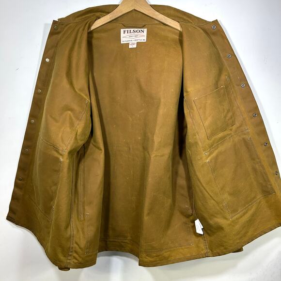 CC Filson Tin Cloth Cruiser Jacket Coat Mens Sz L Brown Made in USA - Picture 3 of 11